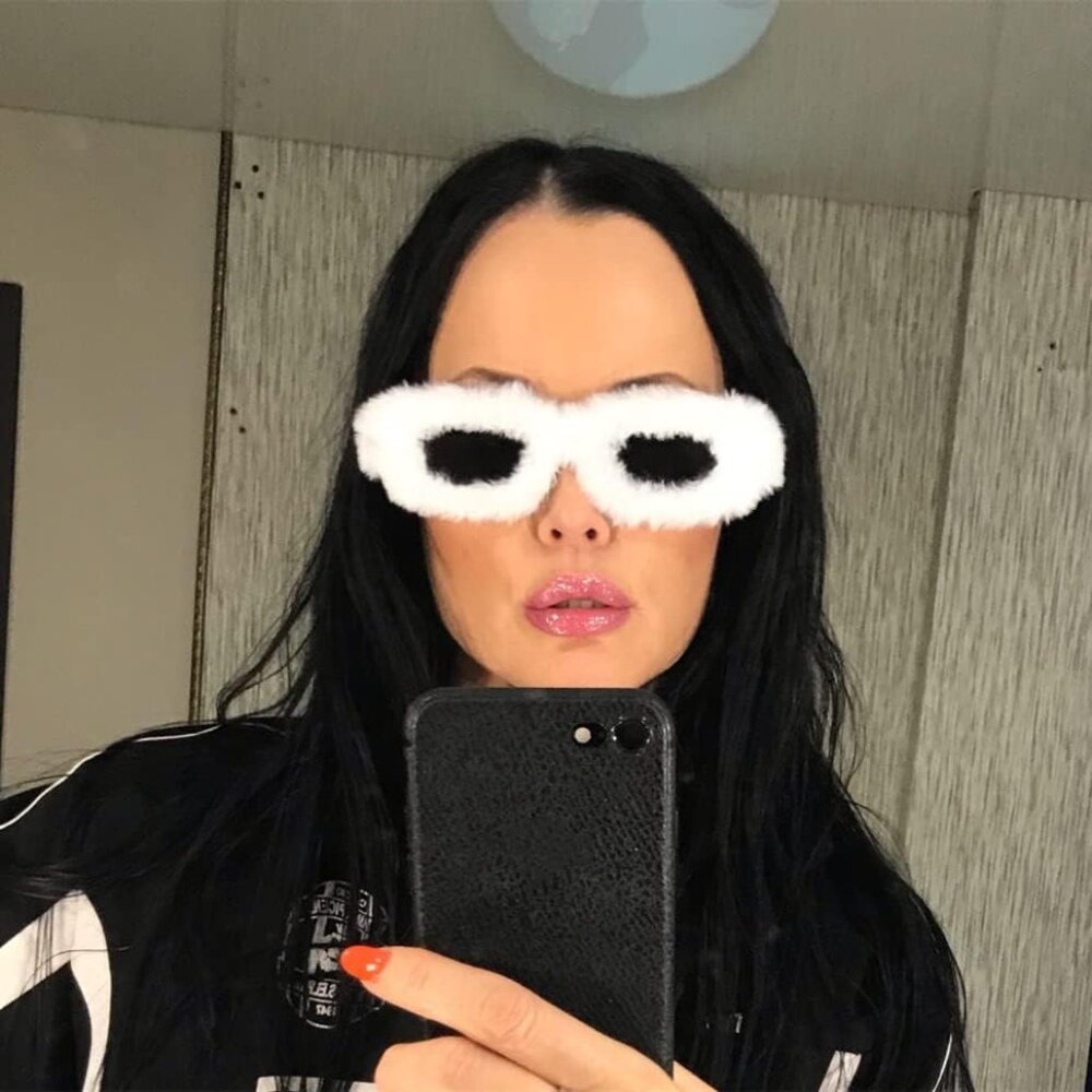 Plush Fuzzy Small Rectangle Sunglasses